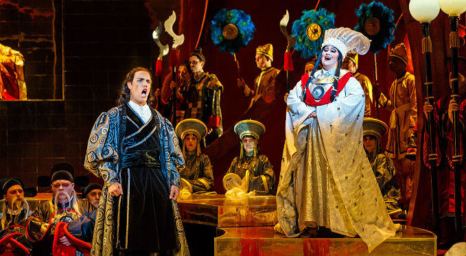 Prince Calaf attempts to solve Turandot's riddles. 