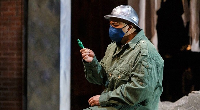 The Soldier hums during the Pittsburgh Opera performance