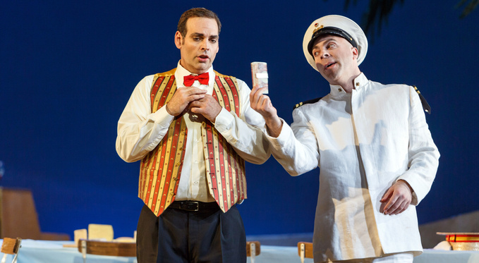 Zachary Nelson as Sergeant Belcore and Dimitri Pittas as Nemorino 