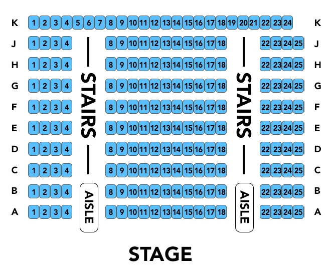 seating chart for Pittsburgh Opera's George R White Opera Studio