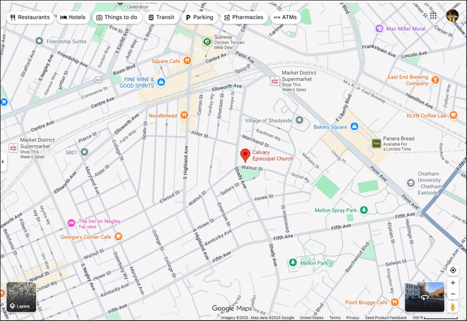 Google Map of Calvary Episcopal Church in Shadyside PA