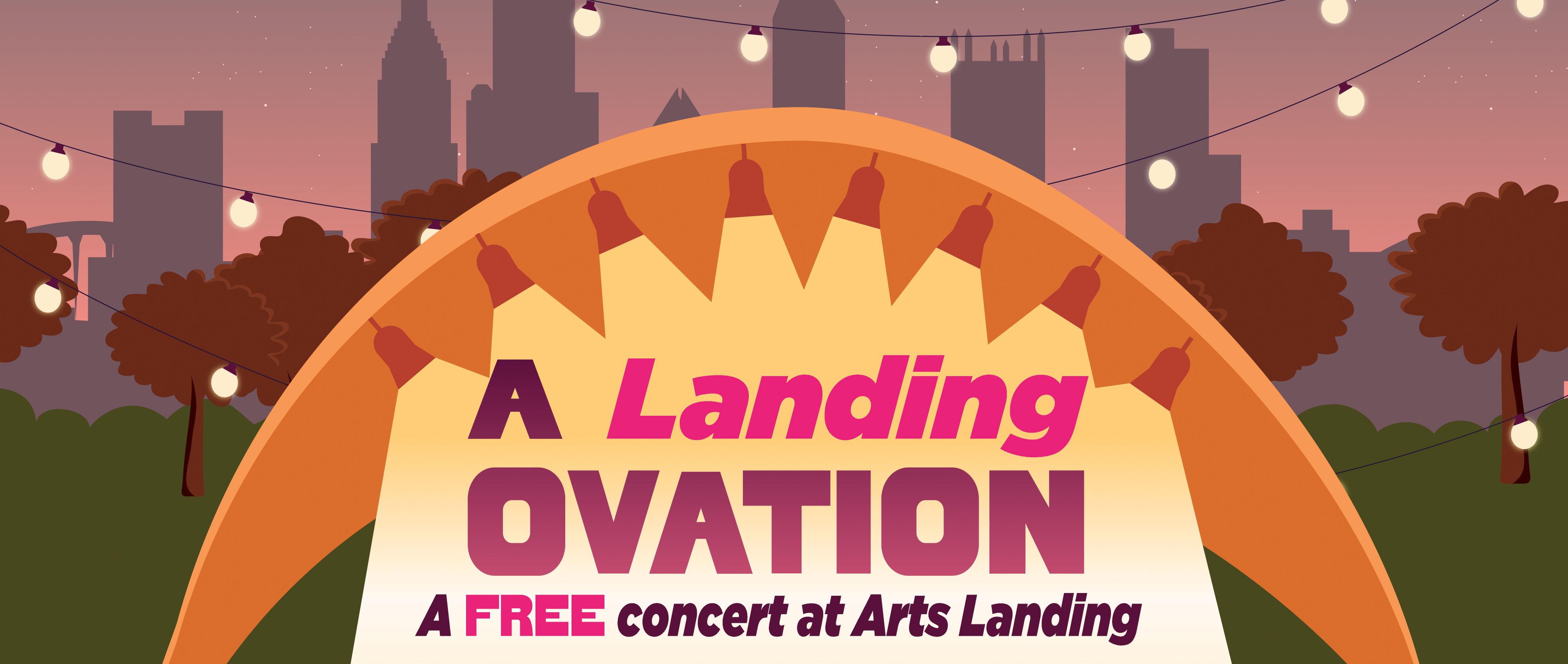 Artwork for the free 'A Landing Ovation' concert at Arts Landing