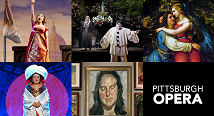 Collage of five production images for Pittsburgh Opera's 2024-25 season