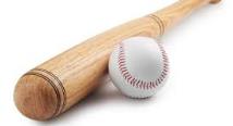 A wooden baseball bat and a baseball on white