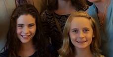 Two smiling girls in the Benedum Center lobby at Tosca