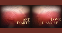 Art d'Arte, Love d'Amore; red-tinted split graphic for the Diamond Horseshoe Ball