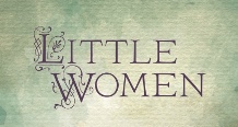 Little Women in ornate purple lettering on a green-gold wash
