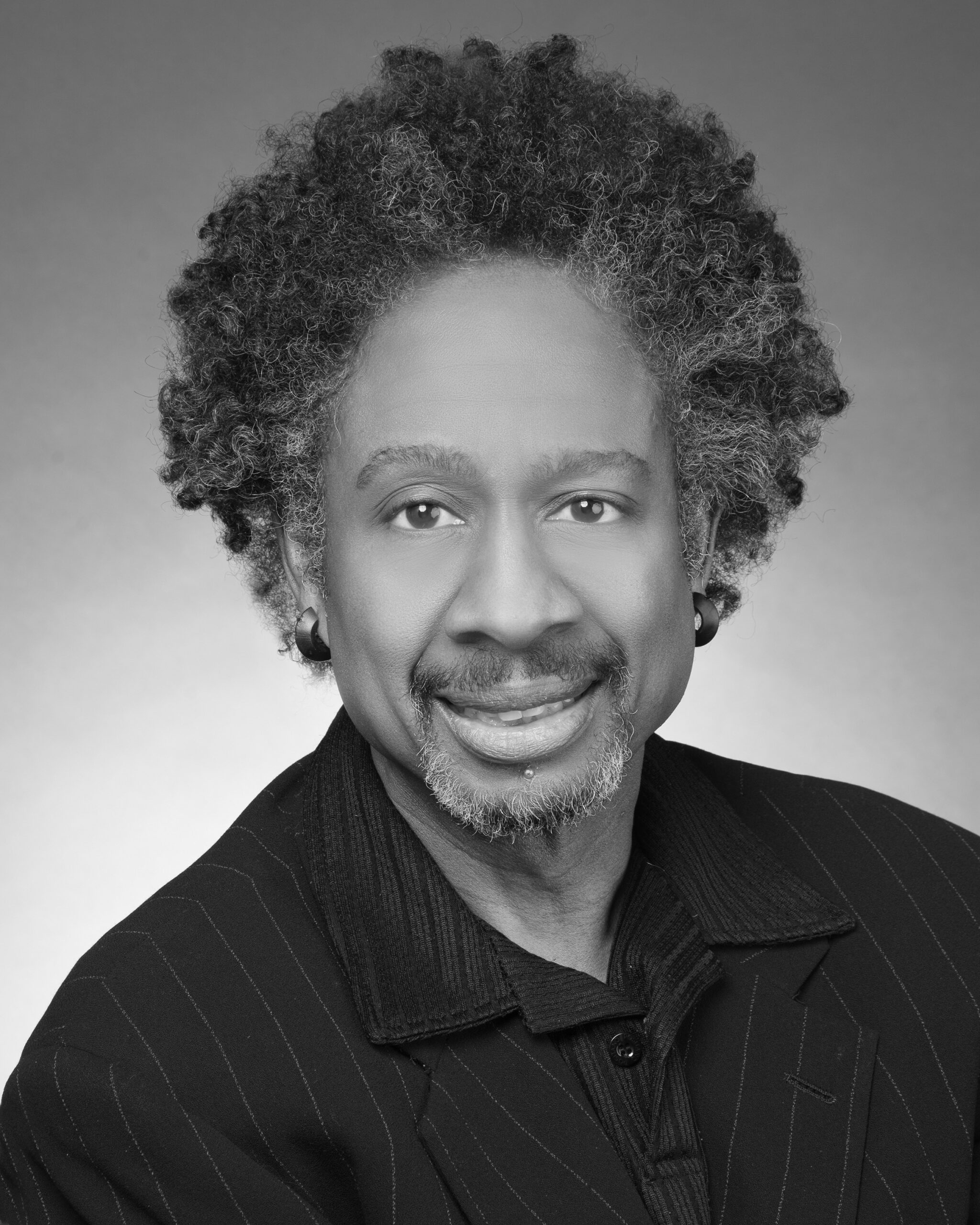 Izear Winfrey, black and white portrait