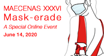 Maecenas XXXVI Mask-erade, a special online event, June 14, 2020; illustration of a masked woman in red