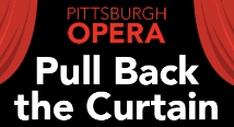 Pittsburgh Opera Pull Back the Curtain with red stage curtains