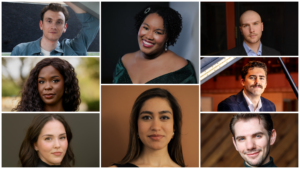Collage of eight headshots of Pittsburgh Opera's 2026-27 Resident Artists